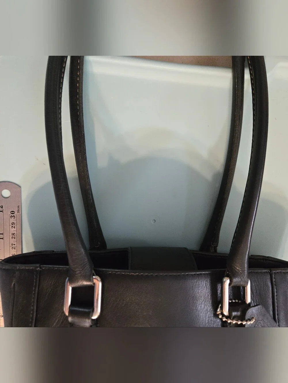 ​Vintage Coach Black Leather Bonnie Legacy Slim Tote Bag #9422